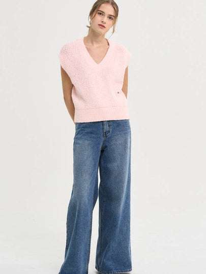 Candy V neck Wool Knit Vest Pink - SORRY TOO MUCH LOVE - BALAAN 2