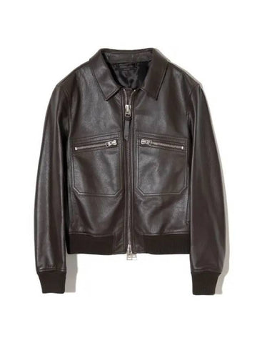 Grain Leather Jacket Brown - TOM FORD - BALAAN 1