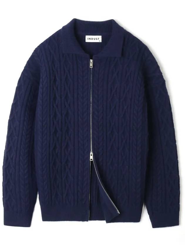 Fisherman collar zip up cardigan navy - INDUST - BALAAN 3