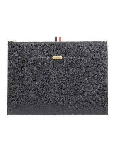 Clutch bag tab double pocket medium black - THOM BROWNE - BALAAN 1