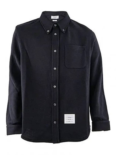 Men's Button Down Wool Milano Long Sleeve Shirt Navy - THOM BROWNE - BALAAN 2