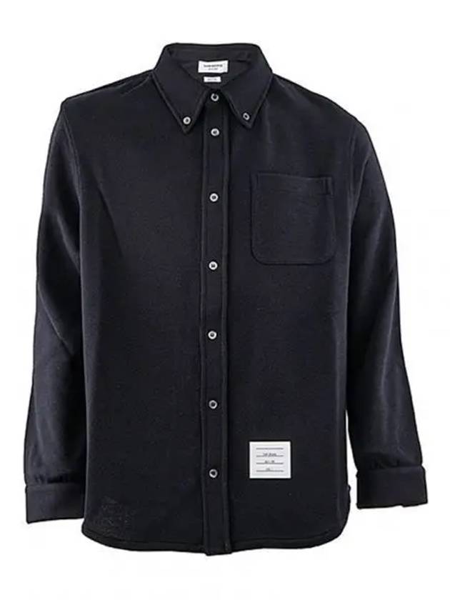 Men's Button Down Wool Milano Long Sleeve Shirt Navy - THOM BROWNE - BALAAN 2