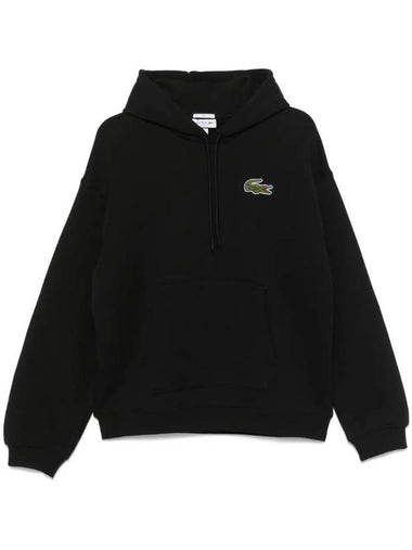 Loose Fit Hoodie Black - LACOSTE - BALAAN 1