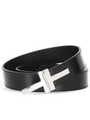 Logo Decorated Leather Belt Black - TOM FORD - BALAAN 2