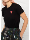 M L Size Black Double Red Heart Patch Short Sleeve P1T287 - COMME DES GARCONS - BALAAN 3