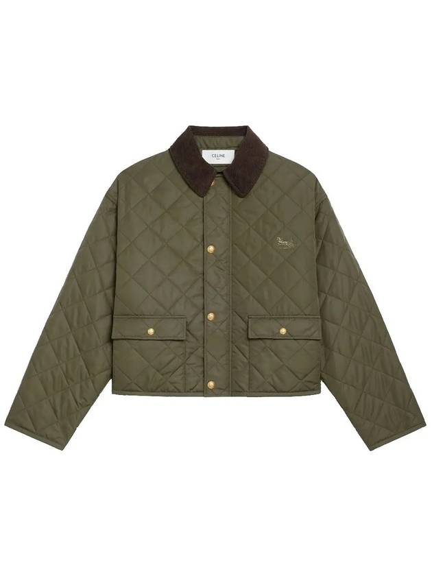 Lightweight Nylon Quilted Hunting Jacket Khaki - CELINE - BALAAN 3