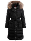 Khloe Fur Hooded Long Padding Black - MONCLER - BALAAN 1