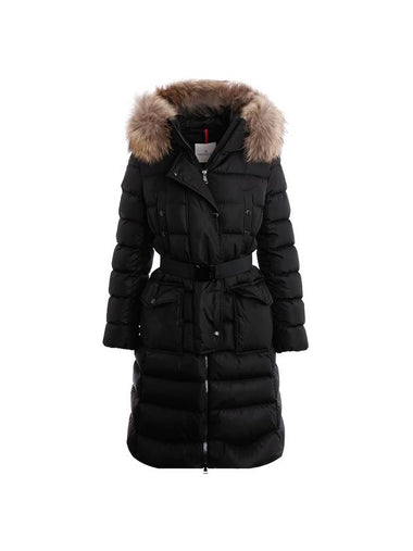 Khloe Fur Hooded Long Padding Black - MONCLER - BALAAN 1