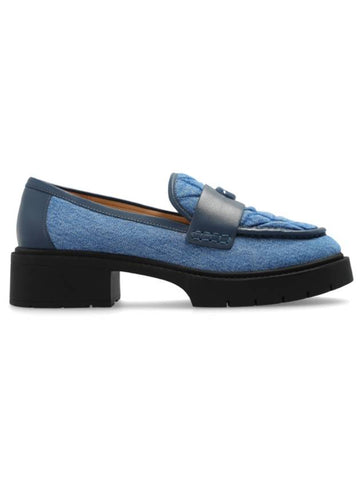 Leah Quilted Denim Loafer Blue - COACH - BALAAN 1