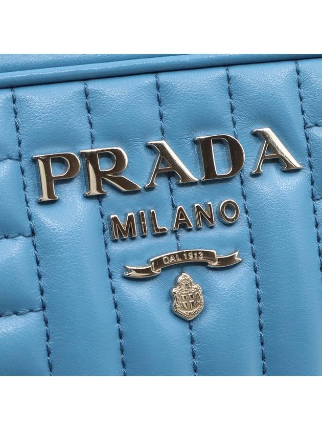 MARE Blue Soft Calfskin Silver Plated Diagram Mini Chain Cross Bag - PRADA - BALAAN 6