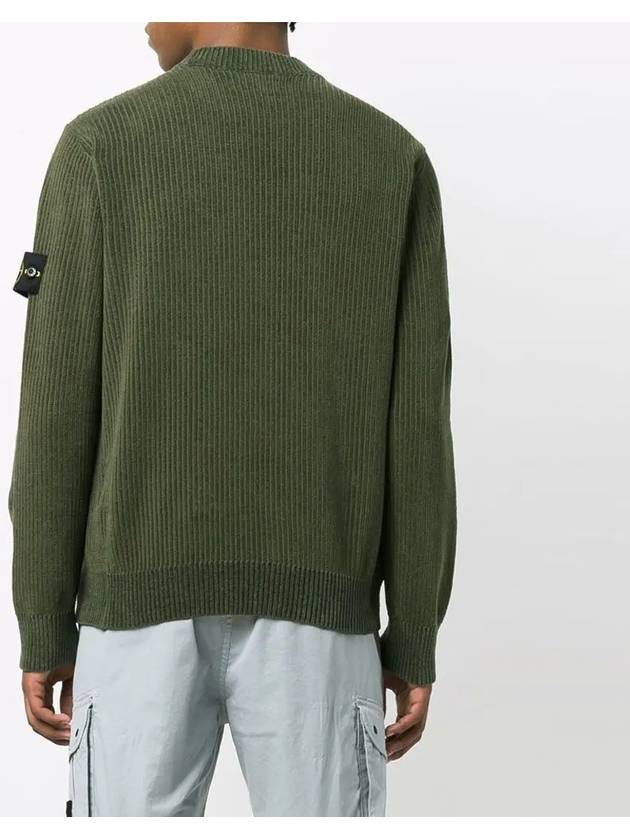 Wappen Patch Cotton Chenille Crew Neck Pullover Knit Top Khaki - STONE ISLAND - BALAAN 4