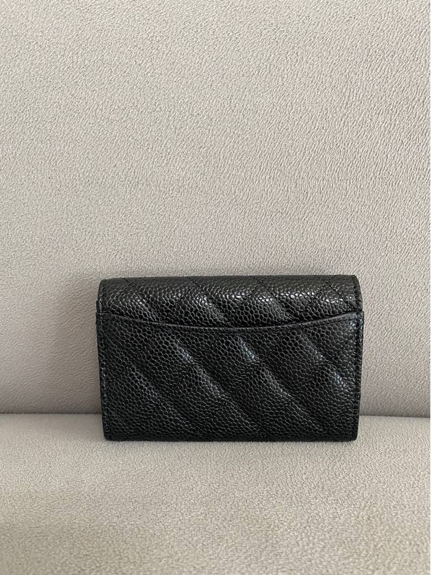 Classic Card Holder Grained Calfskin Silver Black - CHANEL - BALAAN 4