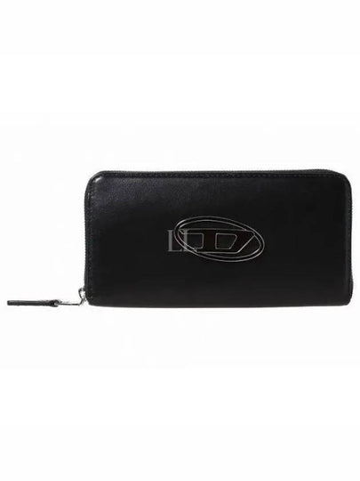 Garnet D Logo Leather Zipper Long Wallet Black - DIESEL - BALAAN 2