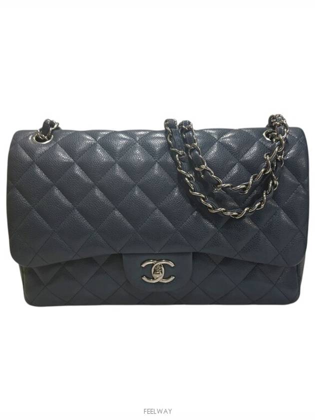 Clover Classic Caviar Large Flap Bag Blue - CHANEL - BALAAN 1