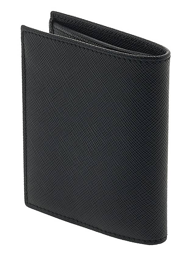 Triangle Logo Saffiano Half Wallet Black - PRADA - BALAAN 4