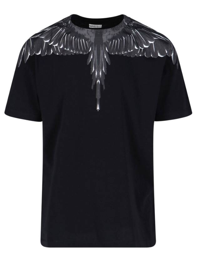 Men's Icon Wings Short Sleeve T-Shirt Black - MARCELO BURLON - BALAAN 2