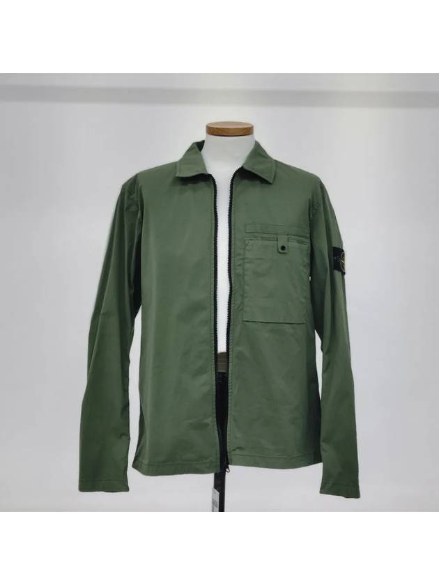 Stone Island Logo Stretch Cotton Twill Overshirt Green 25185454456583316 - STONE ISLAND - BALAAN 1