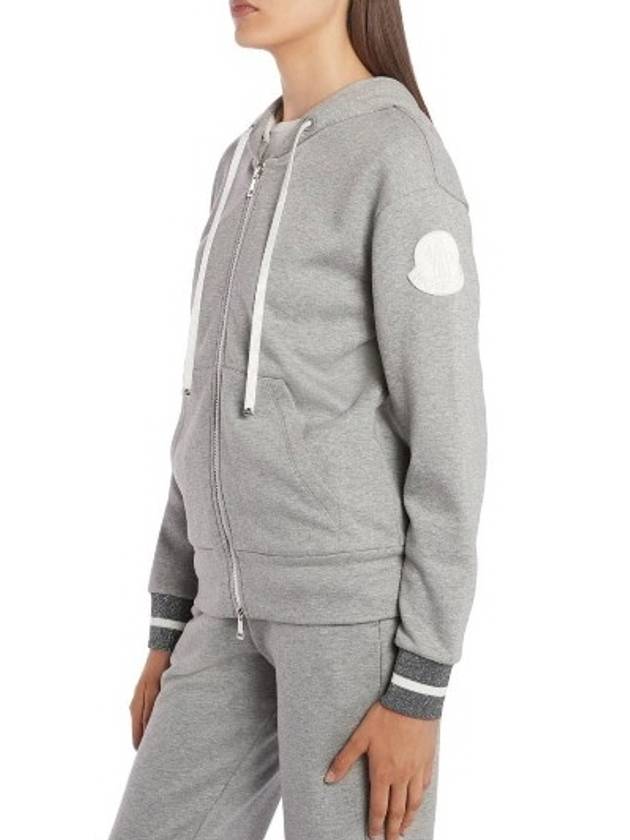 Women's Logo Patch Hooded Zip-Up Gray - MONCLER - BALAAN 3