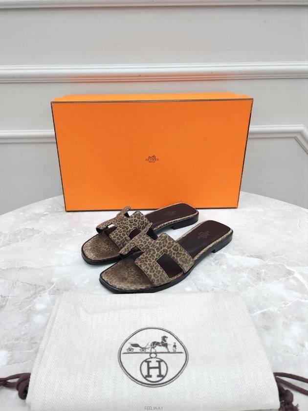 Lux You 38 Leopard Oran Slippers - HERMES - BALAAN 6