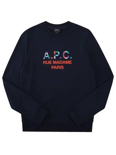 Color Block Logo Sweat Sweatshirt Navy - A.P.C. - BALAAN 2