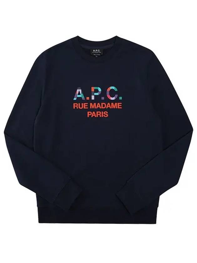 Color Block Logo Sweat Sweatshirt Navy - A.P.C. - BALAAN 3