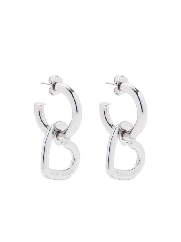 Double Heart Hoop Earrings Silver - MARC JACOBS - BALAAN 1