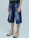 Navajo pattern cut off Bermuda pants indigo blue - KND - BALAAN 4