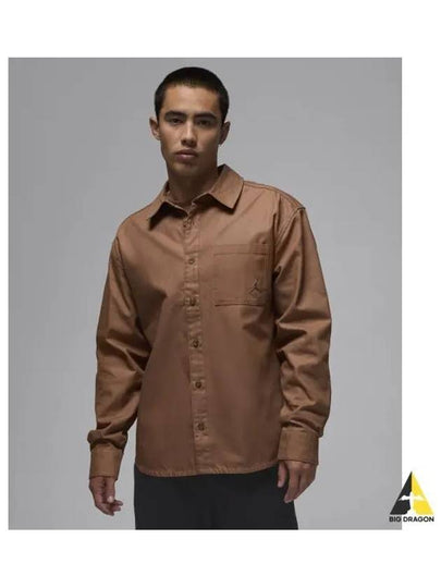 Jordan Essential Button Down Shirt M Akio Brown FV7446 223 - NIKE - BALAAN 2