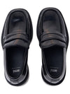 silver tone heart logo leather loafers black - AMI - BALAAN.