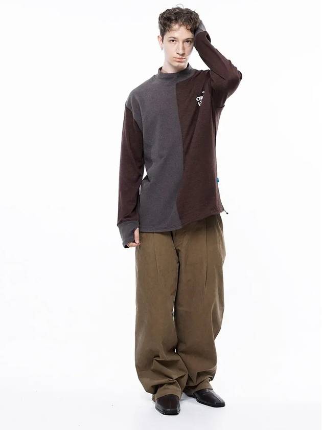 Men s M243MT04BR Circular Reverse Wool Half Neck Sweatshirt Brown - CHANCE'S NOI - BALAAN 3