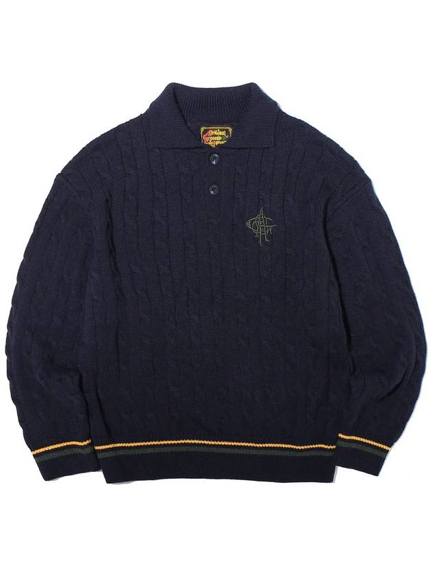 OGAF Wool Cola Cable Knit Top Navy - OGARP - BALAAN 1