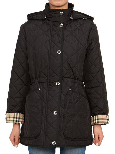 Diamond Quilted Long Nylon Jacket Black - BURBERRY - BALAAN 2