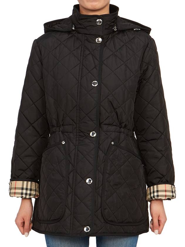 Diamond Quilted Long Nylon Jacket Black - BURBERRY - BALAAN 4