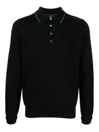 Embroidered Logo Merino Wool Polo Shirt Black - PAUL SMITH - BALAAN 2