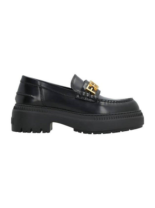 graphy logo leather loafers black - FENDI - BALAAN.