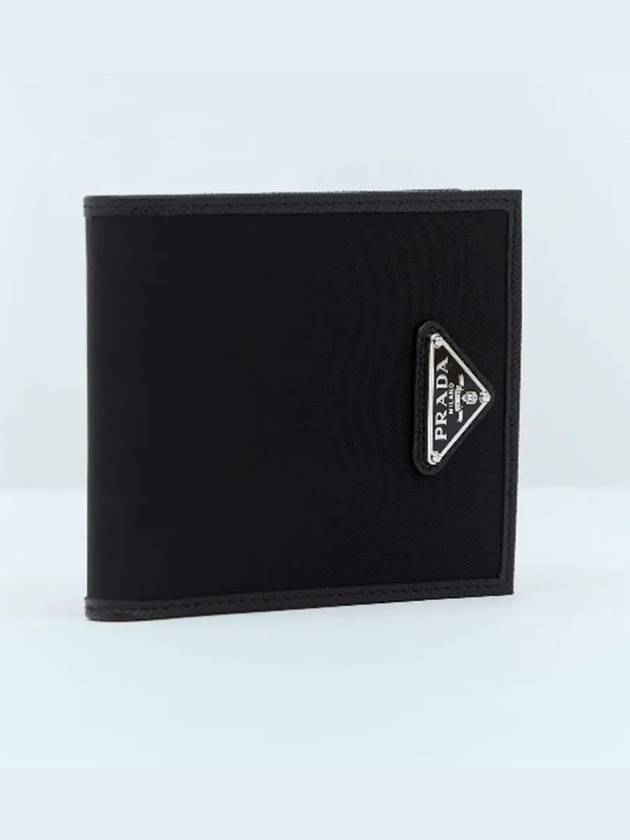 Triangle Logo Re-Nylon Half Wallet Black - PRADA - BALAAN 5