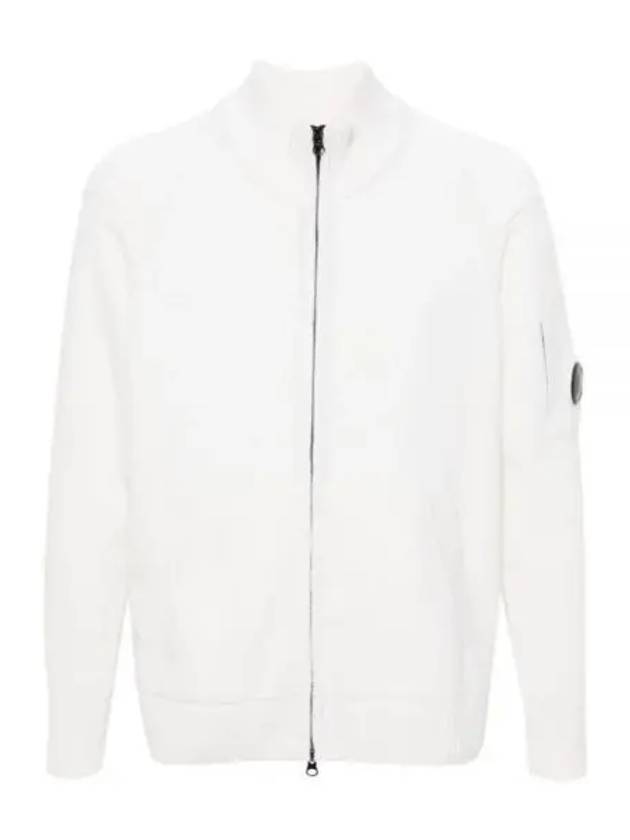 Lambswool GRS Zipped Cardigan White - CP COMPANY - BALAAN 2