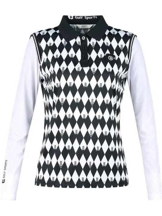 Women s Rabbit Argyle Layered Long Sleeve Golf Shirt BMU4M606W - LUX GOLF - BALAAN 2