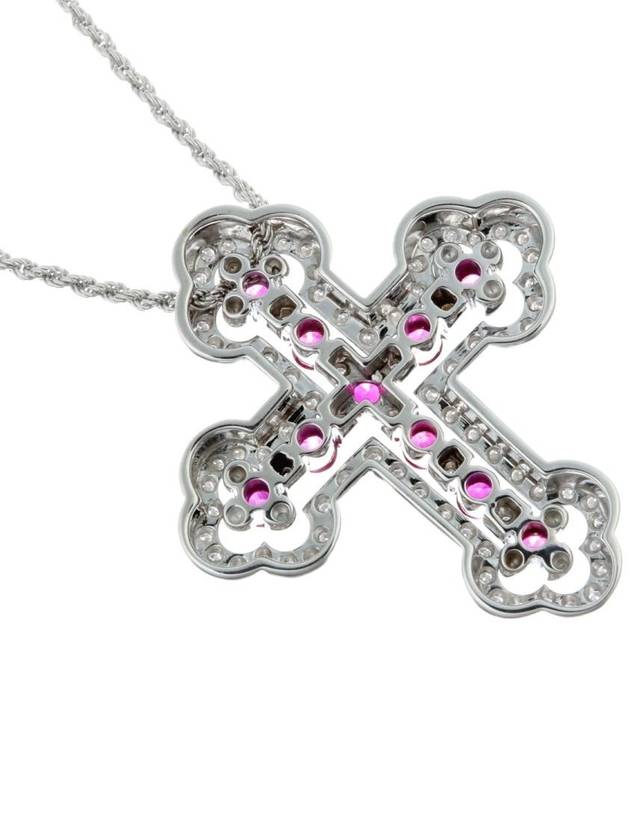 18K white gold diamond 052 carat ruby ​​076 carat crochet pendant large Belle Epoque necklace - DAMIANI - BALAAN 6