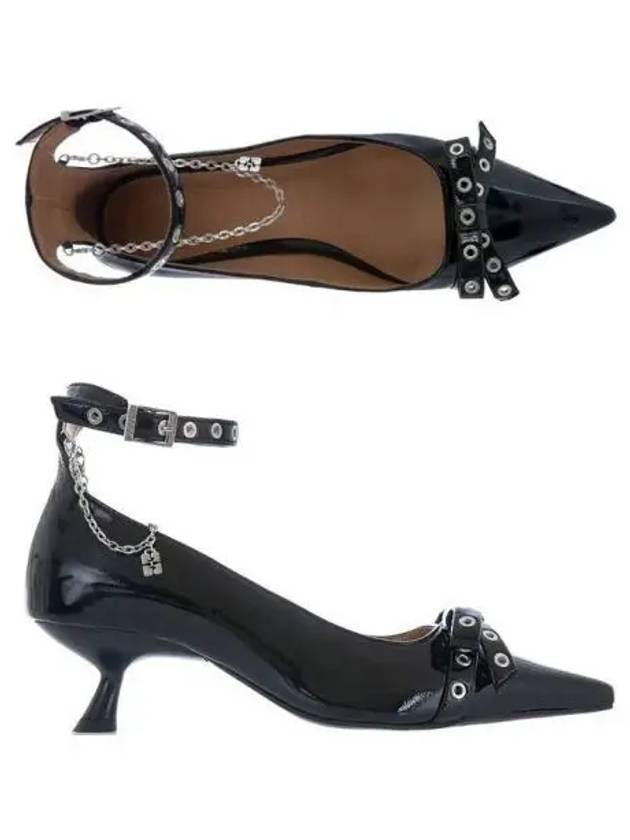 Eyelet Jewel Vegan Leather Kitten Heel Pumps 271155 - GANNI - BALAAN 1