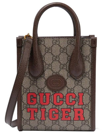 Tiger GG Mini Tote Bag Brown - GUCCI - BALAAN 1