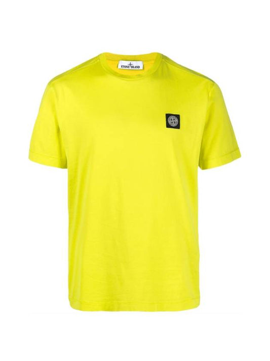 Logo Patch Short Sleeve T-Shirt Lime - STONE ISLAND - BALAAN.