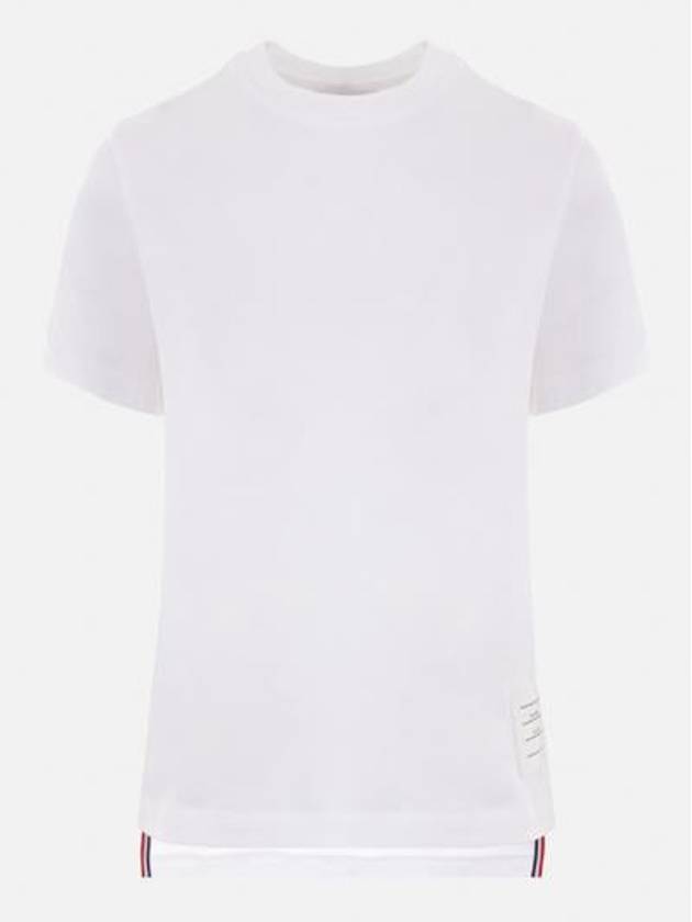 Logo Patch Lightweight Jersey Relaxed Fit Short Sleeve T-Shirt White - THOM BROWNE - BALAAN 2