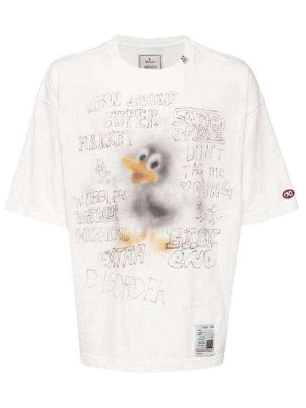 Distressed Print Short Sleeve T-Shirt White - MAISON MIHARA YASUHIRO - BALAAN 2