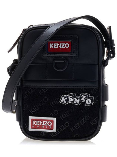 Logo Badge Leather Cross Bag Black - KENZO - BALAAN 2