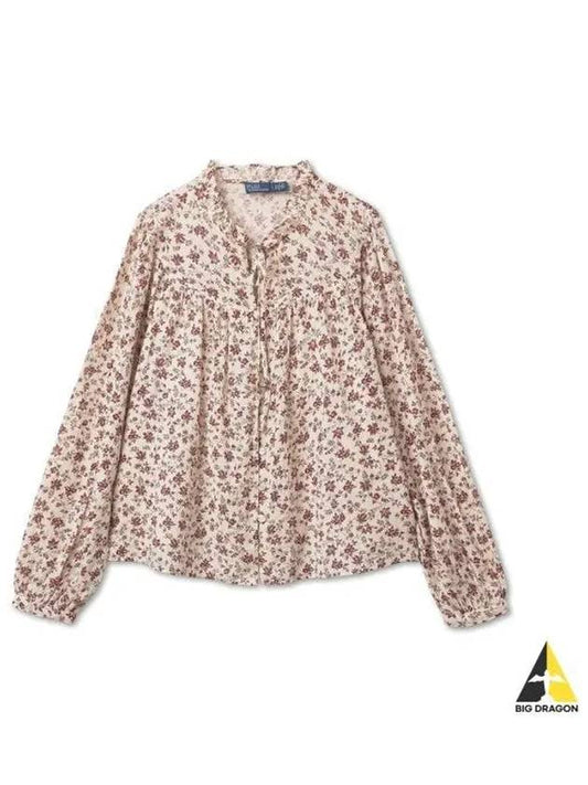 W Floral Cotton Gauze Blouse Rose Garden - POLO RALPH LAUREN - BALAAN 1