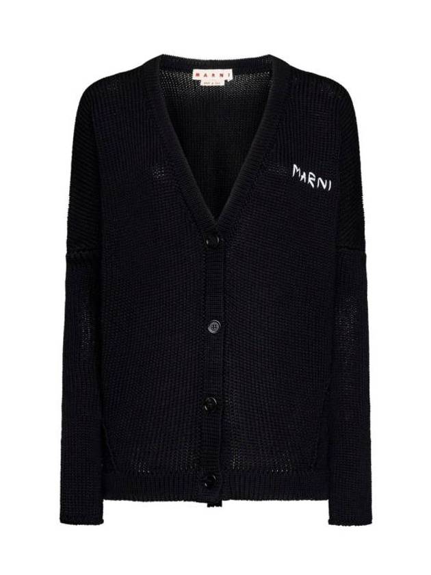 Logo Cotton Cardigan Black - MARNI - BALAAN 2