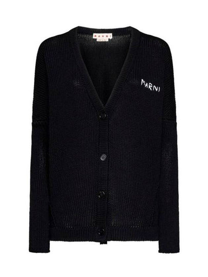 Logo Cotton Cardigan Black - MARNI - BALAAN 2