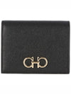 Gancini Bifold Half Wallet Black - SALVATORE FERRAGAMO - BALAAN 1