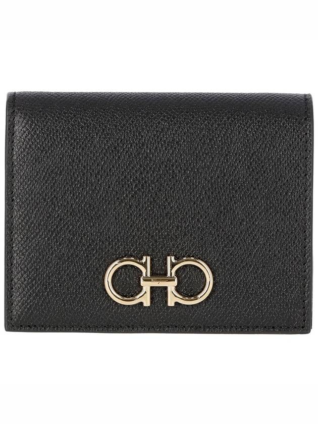 Gancini Bifold Half Wallet Black - SALVATORE FERRAGAMO - BALAAN 1